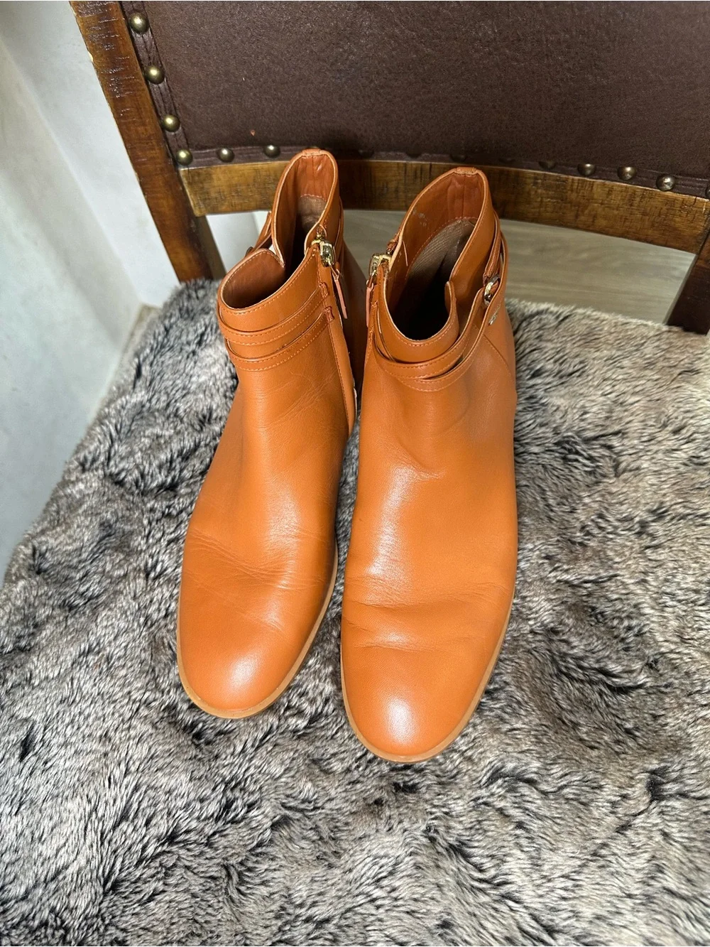 KATE SPADE Bacall Napa Tan Leather Ankle Boots, Size 11